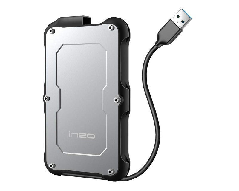 ineo 2.5" USB 3.0 Type-A Rugged Waterproof & Shockproof External Hard Drive Enclosure for 9.5mm & 7mm SATA HDD/SSD [T2580] - Image 1